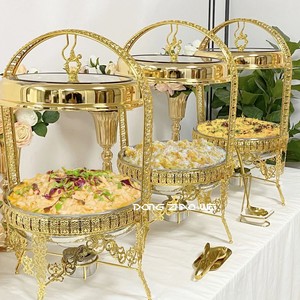 Chauffe-Plat Haut de Gamme Plaqué Or en Acier Inoxydable avec Couvercle pour Buffet, Maintien au Chaud des Aliments, Idéal pour la Restauration Hôtelière, la Présentation et l'Utilisation Domestique ou Hôtelière - Product Image 1
