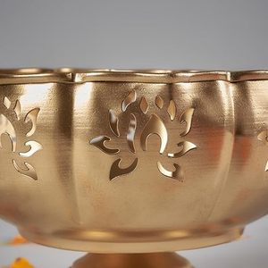 Juego de Vajilla de Lujo para Bodas, Tazones de Metal Dorado con Diseño Floral, Reutilizables - Product Image 6