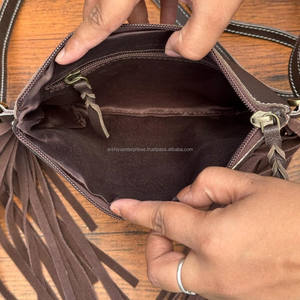 Bolso bandolera con flecos de cuero a mano de gran capacidad para mujer, bolso de mano de cuero genuino, monedero de hombro de piel de vaca - Product Image 6