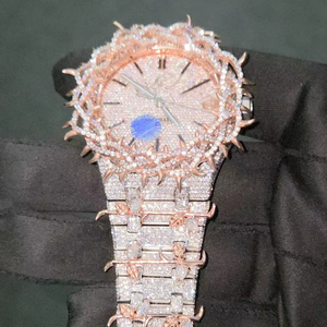 Montre mécanique de luxe en acier inoxydable Miyota avec diamant Moissanite VVS, 16 mm 5 mm, analogique, design antique, hip-hop, luxe, mode - Product Image 2