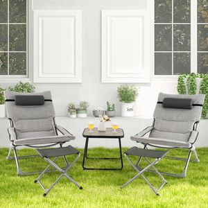 Ensemble de 5 chaises longues de patio avec table basse, chaises pliantes et repose-pieds pour usage en jardin - Product Image 6
