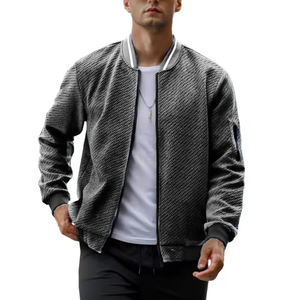 Chaqueta de bombardero de Jacquard informal para hombre, ropa de calle de otoño, abrigo universitario ligero con bolsillos con cremallera, diseño de bloque de color - Product Image 3