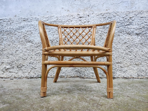 Fauteuil vintage en rotin, style bambou, chaise de patio en tissage naturel, chaise d'appoint pour salon, jardin, balcon, véranda, décoration intérieure - Product Image 5