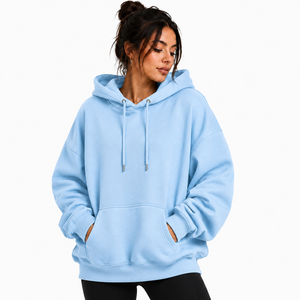 Sweat-shirts surdimensionnés pour femmes de haute qualité avec logo personnalisé, 330 g, 100 % coton, molleton épais, taille plus - Product Image 4
