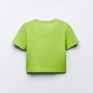 Prix de gros T-shirt court pour femme 100% Coton Respirant Anti-boulochage Meilleures ventes Faible MOQ En promotion Toutes saisons - Product Image 1