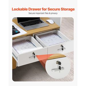 Moderna Scrivania da Reception per Ufficio, 80 cm, Rettangolare con Luce LED Frontale, Bancone con 2 Cassetti e Presa di Corrente - Product Image 4