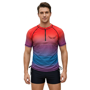 <b>Women's</b> Full Sleeve Gradient Rash Guard with Wing Logo Half-Zip Anti-Uv Breathable 160g <b>Swim</b> Top Polyester Sport <b>Shirt</b> - Product Image 3