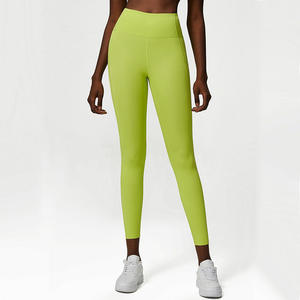 Women's Yoga <b>Leggings</b> 28 Inches High-Waist Tummy Control Quick Dry Solid Anti-Odor Custom Logo <b>Workout</b> Pants <b>Pockets</b> - Product Image 3