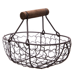 Kitchen Oval Chicken Metal Wire Storage Vegetable <b>Bread</b> Egg <b>Basket</b> with Wood Handles Eco-Friendly Multifunction Folk Art - Product Image 5