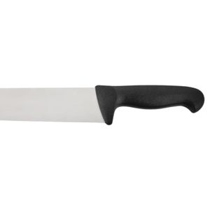 Couteaux de boucher à manche noir avec lame droite argentée, protège-doigts incurvé, poignée ergonomique pour la découpe de viande et la cuisine - Product Image 4