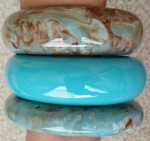 Bracelet jonc en résine acrylique turquoise marbrée pour femme, accessoires de bijoux, cadeau de fête, bracelet large et rond uni - Product Image 1