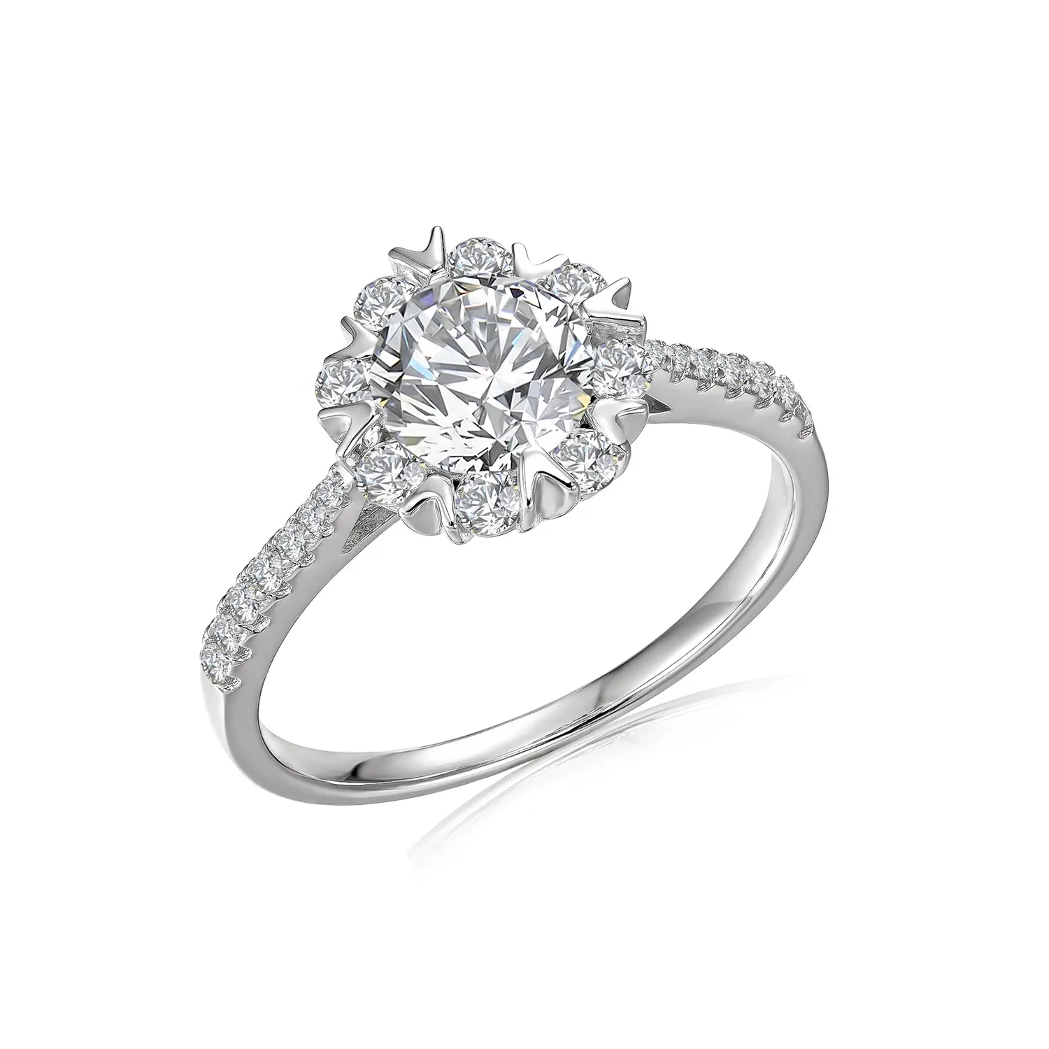 New 1 Carat GRA Moissanite Diamond 925 Sterling Silver Adjustable Cluster Heart Shape Wedding Ring For Women Destiny Jewellery