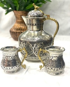 Juego de Jarra Turca de Cobre Hecha a Mano con Patrones Grabados y Revestimiento de Estaño Seguro para Alimentos, Ideal para Cenas Familiares, Uso Festivo y Regalos - Product Image 3