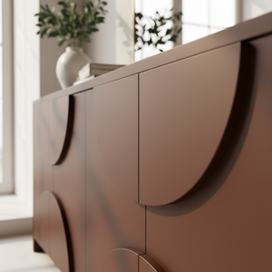 ตู้ข้างไม้ทรงครึ่งวงกลมทันสมัย ตู้ไม้ทรงครึ่งวงกลม 4 ประตู ตู้ไม้ทรงโค้ง ดีไซน์โค้งทันสมัยสำหรับจัดเก็บ - Product Image 6