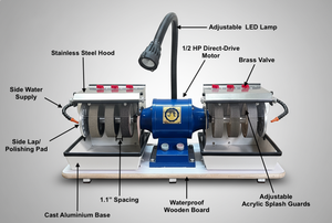 Nouvelles outremeries et outils JTLECM001 Machine à polir les cabochons lapidaire de 6 pouces avec moteur 1800 tr/min 220/110 Volts - Product Image 4
