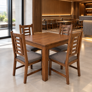 Juego de Mesa de Comedor de Madera Maciza con 4 Sillas, Juego de Muebles de Comedor de Madera para el Hogar, Cafetería, Restaurante, Hotel, Proyecto de Hostelería - Product Image 3