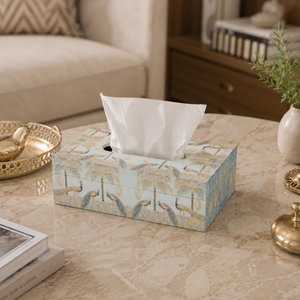 Boîte à mouchoirs décorative en bois de qualité supérieure avec imprimé paon |   Distributeur de mouchoirs en papier fait main pour la maison, le bureau et le salon - Product Image 3