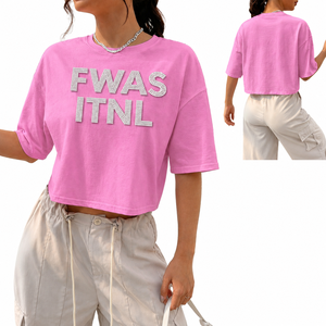 Camiseta Corta de Moda para Mujer al por Mayor, Estilo Y2K, Oversize, Streetwear, con Logo de Diamantes de Imitación, Personalizada - Product Image 1