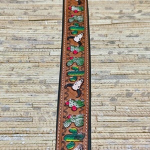 Collar de Cuero Genuino Vintage Venus Leathers para Perro con Bordado de Girasol, Hebilla Metálica, Ligero y Resistente, Accesorios para Bolsos - Product Image 4