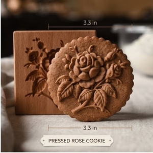 Molde de madera para hornear, cuadrado, con tallado de rosa, detalle negativo, 0.35 pulgadas de profundidad, duradero para hornear - Product Image 3