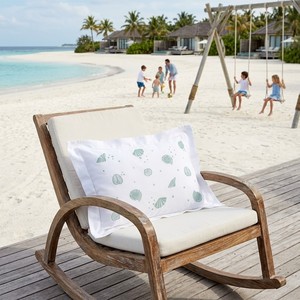 Coastal Seashell Cotton Embroidered Throw <b>Pillow</b> - Elegant Nautical Motif Rectangle Cushion Cover for Luxury Resort & Home <b>Decor</b> - Product Image 3