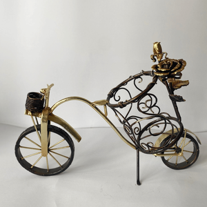 Wholesale Vintage Bicycle Shape Wine Rack Wrought Iron <b>Art</b> Sculpture Hand Forged Durable Home Decor Customizable Design - Product Image 3