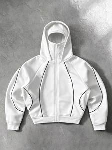 Sweat à capuche blanc de haute qualité pour homme, double capuche, 100% coton molletonné, 450 GSM, vente en gros, personnalisable - Product Image 4