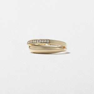Twisted Double Band Wedding <b>Ring</b> Lab Grown Pave Diamond 14k 18k Solid Gold Delicate <b>Cross</b> Unique Bridal Stacking Jewelry Factory - Product Image 5