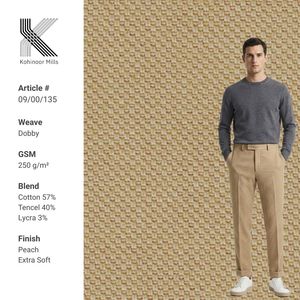 Tela Dobby de Algodón, Tencel y Spandex para Hombre, 250GSM, Texturizada, Elástica, Proveedor al por Mayor OEM ODM - Product Image 1