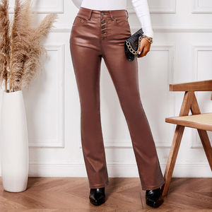 Pantalon en cuir sexy à taille haute, design moderne, décontracté, taille et poches personnalisées, pantalon en cuir pour femmes - Product Image 3