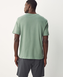 Ensemble de T-shirts personnalisés pour hommes à col rond et manches courtes, en coton vert uni tricoté respirant, imprimé numériquement, décontracté avec poche avant - Product Image 2