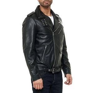 Genuine Cowhide Leather Jacket for <b>Men</b> High Quality Vintage Biker Motorcycle <b>Coat</b> Custom Color Stylish <b>Long</b> Sleeve Zipper - Product Image 2