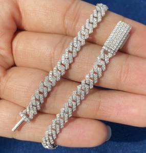 High Quality 925 Sterling Silver Iced out <b>Cuban</b> <b>Link</b> Minimalist Round Cut Moissanite Diamonds <b>Bracelet</b> for <b>Men</b> - Product Image 6