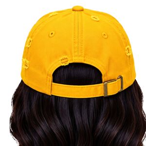 Gorra de béisbol amarilla 1922 con bordado, estilo Dad Hat, desgastada, con visera curva y hebilla ajustable, para mujer, moda casual, para exteriores - Product Image 6