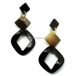 Joyería de tendencia pendiente hecho a mano joyería de moda geométrica pendientes de cuerno de búfalo forma de personalización mejor calidad - Product Image 1