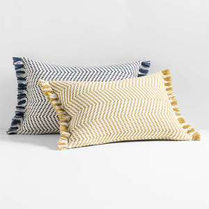 100% Cotton Woven Herringbone Fringe Pillow Covers Decorative Boho Farmhouse <b>Cushion</b> Covers for Sofa Living Room - Product Image 1