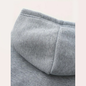 เสื้อฮู้ดดี้สีดำใหม่ บริการ OEM กำลังเป็นที่นิยม เสื้อฮู้ดซิปสีเทาสำหรับผู้ชาย แขนเสื้อแบบแร็กแลน สีพื้น ทรงลำลอง ใส่สบาย - Product Image 5
