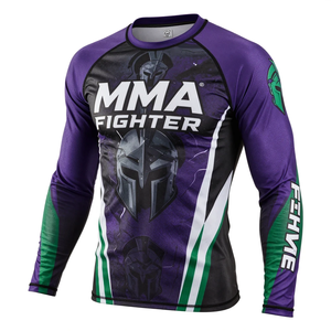 Camiseta de Compresión para Hombre 2026, Material Duradero, para Artes Marciales Mixtas (MMA), Manga Larga, Color Morado y Verde, Impresión por Sublimación, Secado Rápido - Product Image 2
