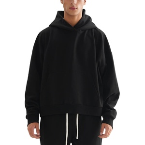 Sweat à capuche épais 420 g/m² pour homme, 100 % coton, coupe ample, en tissu éponge, couleur unie, pour l'hiver, coupe courte, surdimensionné, avec logo personnalisé - Product Image 4
