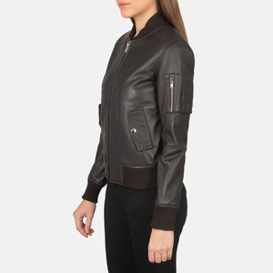 Chaqueta Bomber Marrón para Mujer, Diseño Personalizado, Precio de Fábrica al por Mayor, Fabricada por Wings Traders - Product Image 5