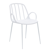 Chaise de salle à manger moderne en plastique avec pieds en métal, accoudoirs en PP, chaise d'appoint pour restaurant, hôtel, école et salon