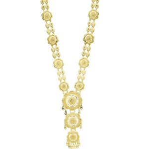 Joyería nupcial de diseño turco al por mayor, conjunto de joyería de moda chapada en oro de 14K, 18K y 24K, conjunto de collares largos de estilo tradicional de Dubái. - Product Image 3