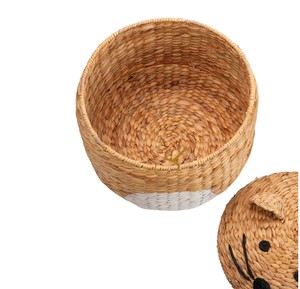 Cesta de Almacenamiento de Jacinto de Agua con Forma de Gato Adorable, Cesto Organizador de Juguetes Tejido con Forma de Animalito para Habitación Infantil - Product Image 3