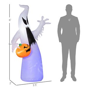Fantasma LED di Halloween da 1,8 m con Zucca, Gonfiabile Impermeabile per Decorazioni Esterne da Giardino per le Feste (Categoria Prodotto) - Product Image 3