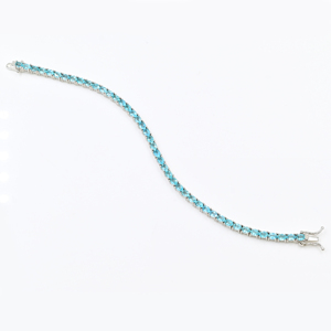 Pulsera de tenis de plata de ley 925 con apatita celeste ovalada de 4x3 mm, unisex, de joyería fina, regalo de moda - Product Image 2