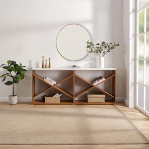 70.87-Inch X-Shape Detachable Farmhouse <b>Console</b> <b>Table</b> for Entryway Living Room Foyer Hallway ExtraLong <b>Storage</b> <b>Console</b> <b>Table</b> - Product Image 6