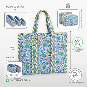 Lot de 4 organiseurs de voyage matelassés en coton imprimé, trousses de toilette et accessoires de valise – Vente en gros - Product Image 6