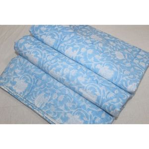 Newly Light Blue & <b>White</b> Cotton Fabric Hand Block Printed Indian Natural Prints Boys' Dresses Lightweight Curtain & Bag Decor - Product Image 1