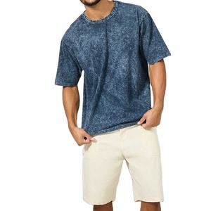 T-shirt en coton épais délavé à l'acide pour hommes, personnalisable, style streetwear, 100 % coton, impression personnalisée, t-shirts unis - Product Image 3