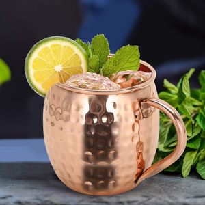 Taza Martillada Moscow Mule de Cobre Puro con Asa de Cobre, 18 oz, Ecológica y a Prueba de Fugas para Fiestas, Restaurantes y Hoteles - Product Image 1